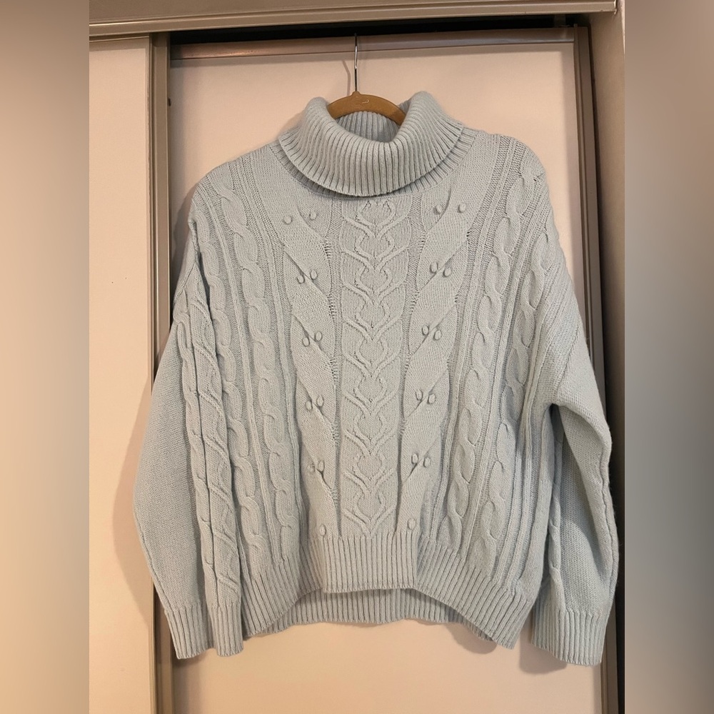 CLEO | Women's Light Mint Cable Knit Sweater; Size “XL petite”